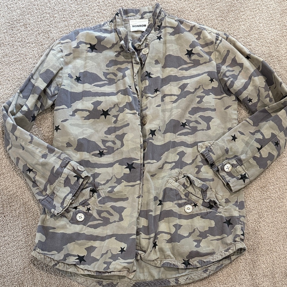 Monrow Olive & Gray Camo Star Utility Jacket